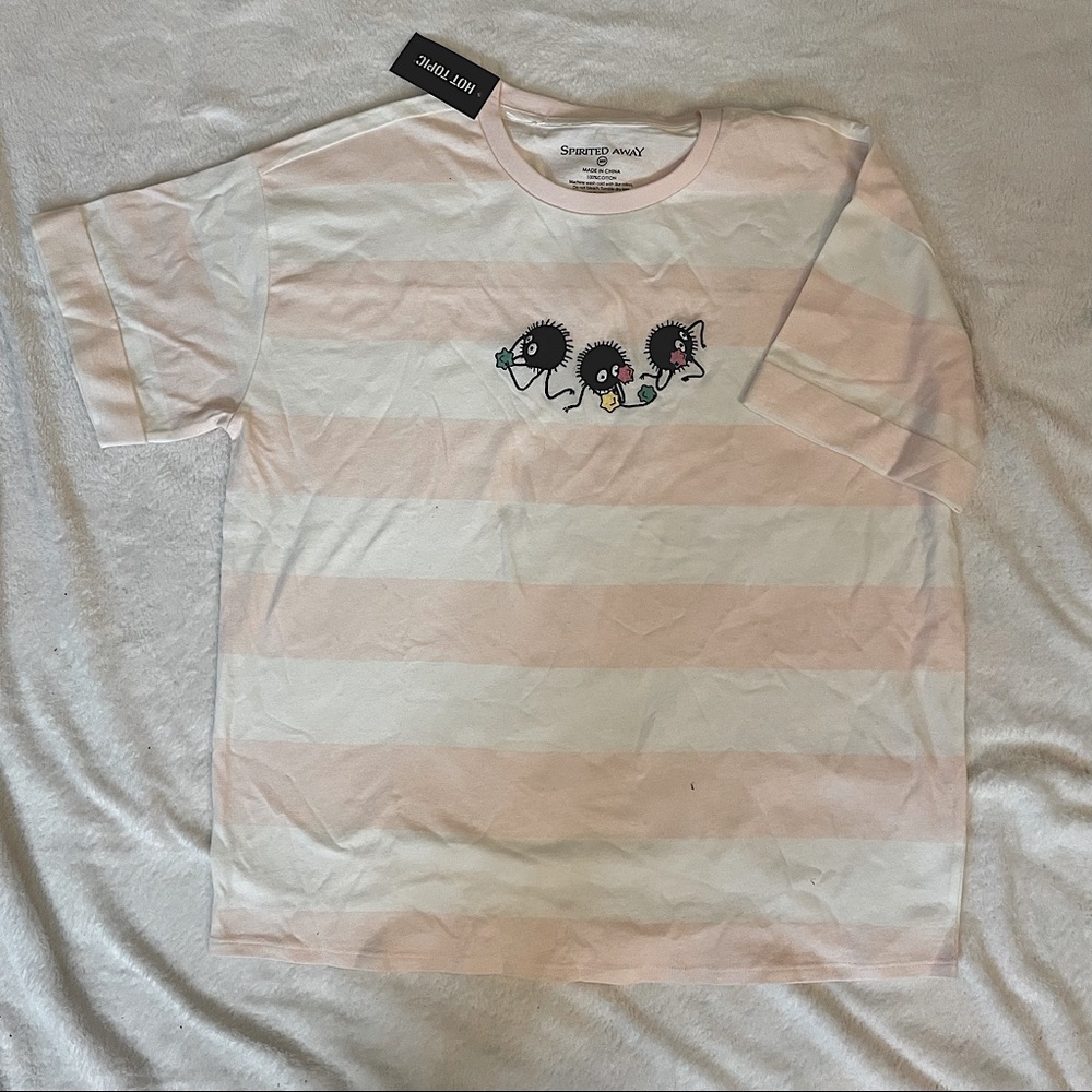 NWT Studio Ghibli Spirited Away Soot Sprites Striped Oversized T-Shirt Sz M